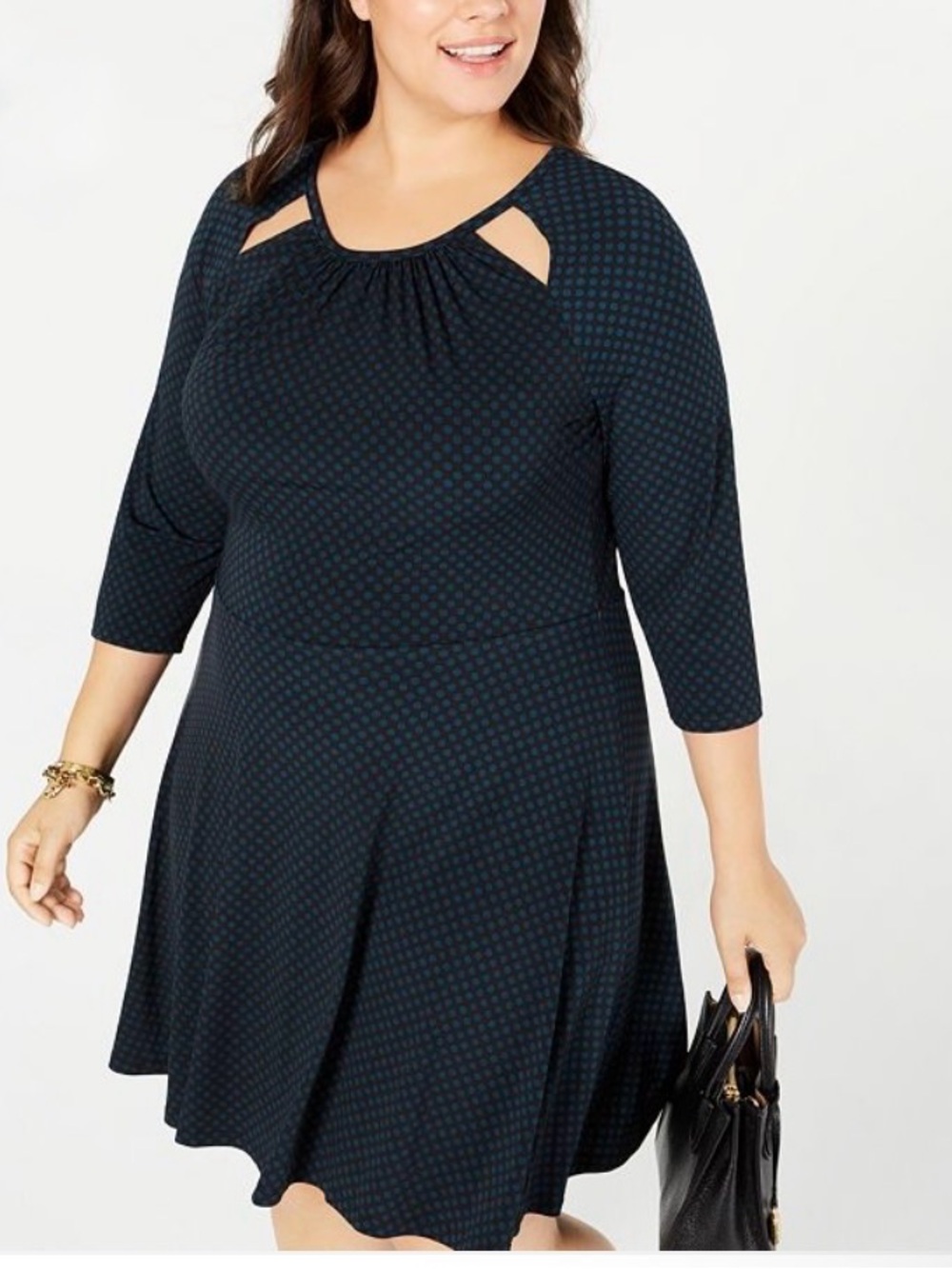 Michael Kors Plus Size Printed Cutout-Neck Dress